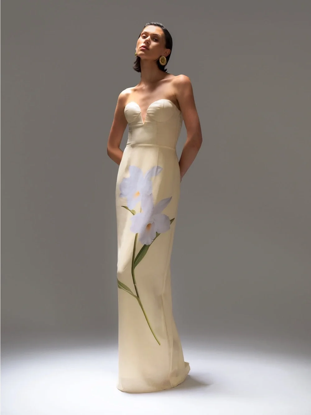 Katie May Ursula Yellow Strapless Floral Gown - Picture 6 of 15